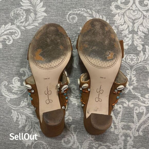 Jessica Simpson Women's Ambelle Slide Sandal Brown Size 10 Boho Casual - Picture 9 of 9